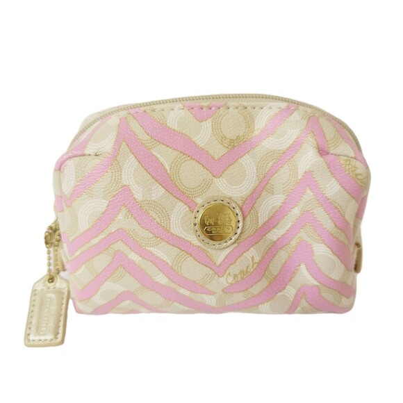 Coach Cosmetic Bag Pouch Pink Zebra Print - Picture 1 of 9